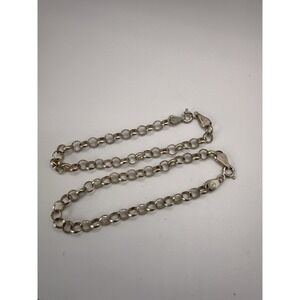 925 Sterling Silver Rolo Chain Bracelet Italy  Link Vintage Lot Of 2